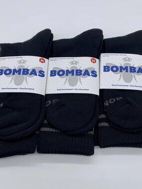 3 Pairs Bombas Crew Socks Women's Medium NWT Black
